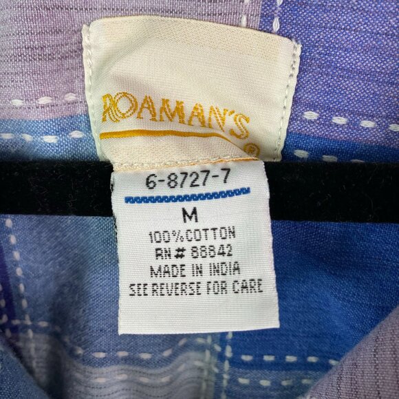 Roamans Vintage Blue and Purple Plaid Pearl Snap Front Dress Med - Picture 5 of 5